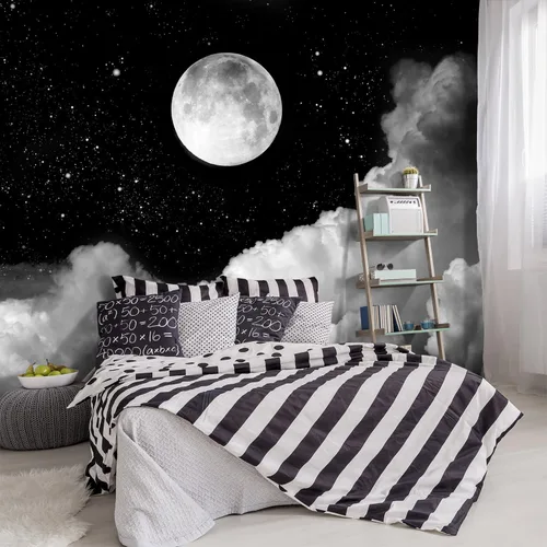Miniatura 14 de Mural de pared de bosque nebuloso con escena de pino, papel tapiz de tela para sala de estar, dormitorio, baño, mural de montaña - 91"x65
