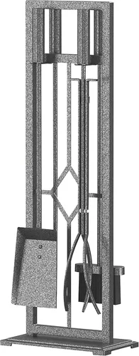 Miniatura 5 de Fire Beauty Juego de 5 herramientas para chimenea de hierro forjado, soporte para poker (bronce antiguo)
