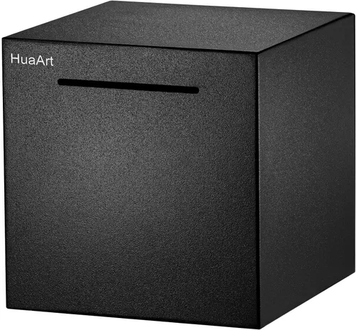 Miniatura 9 de Alcancía para adultos, huchas seguras hechas de acero inoxidable, solo se puede guardar la alcancía que no se puede sacar (negro, 12 cm)