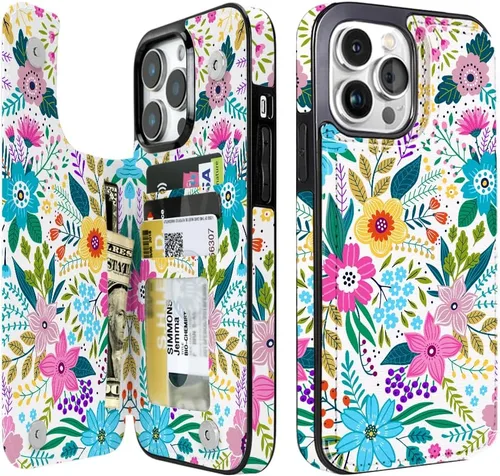 Miniatura 39 de uCOLOR Funda compatible con iPhone 15 de 6.1 pulgadas con ranura para tarjetero, función atril, doble cierre magnético y bloqueo RFID, funda de 6.1