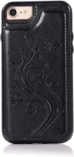 Miniatura 7 de Asuwish Funda para iPhone 7/8, iPhone SE 2020/2022 con protector de pantalla de vidrio templado, cartera abatible con soporte para tarjetas, doble