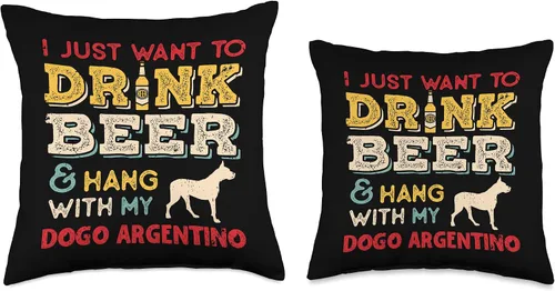 Miniatura 3 de Dad Dogo Argentino Regalo Dogo Argentino Papá Beber Cerveza Cuelgue Con Perro Divertido Cojín Regalo de Regalo de la Mancha, 18.0 x 18.0 in
