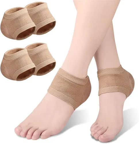 Calcetines hidratantes para el talón, 2 pares de calcetines de talón suaves forrados de gel para pies secos y ásperos agrietados, calcetines de