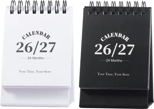 Miniatura 8 de Calendario de escritorio 2026-2027, calendario de 2 años desde enero de 2026 hasta diciembre de 2027, planificador mensual de mesa con calcomanías