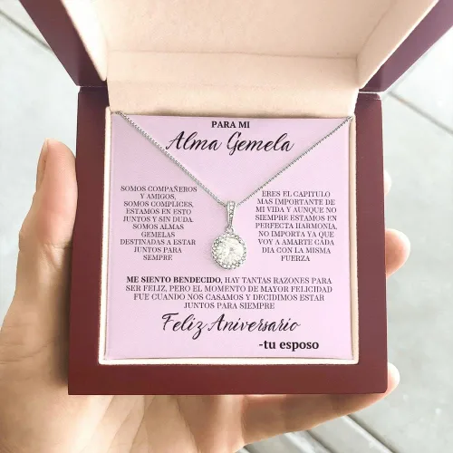 Miniatura 5 de Regalo Para Esposa Mi Alma Gemela Regalo Para Mujer Joya Collar Mensaje Personalizado Para Madre Joyería Para Mamá Regalo Aniversario De Matrimonio