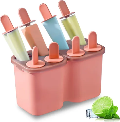 Miniatura 9 de HOMQUEN Moldes para paletas de hielo, 8 piezas, molde reutilizable para helado de fácil liberación para niños, moldes de paletas caseras de muchas