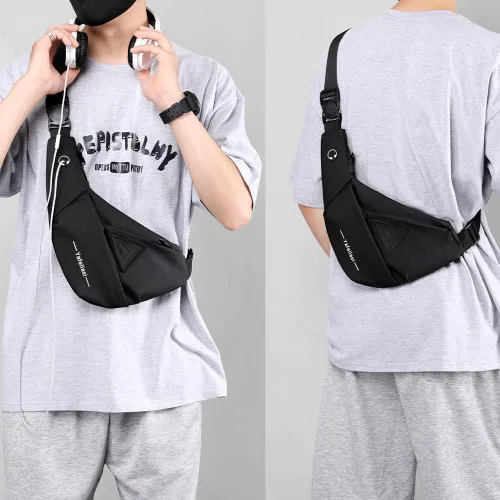 Miniatura 2 de Chiantera - Bolso cruzado pequeño para hombre, mochila de hombro casual para senderismo, viajes, correr, mochila de pecho (negro), Negro