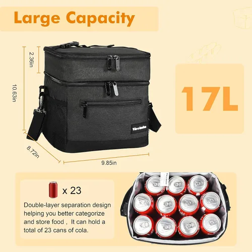 Miniatura 2 de Tirrinia Lonchera aislada para hombres/mujeres, bolsa de almuerzo a prueba de fugas para escuela y trabajo, bolsa de almuerzo grande para niños