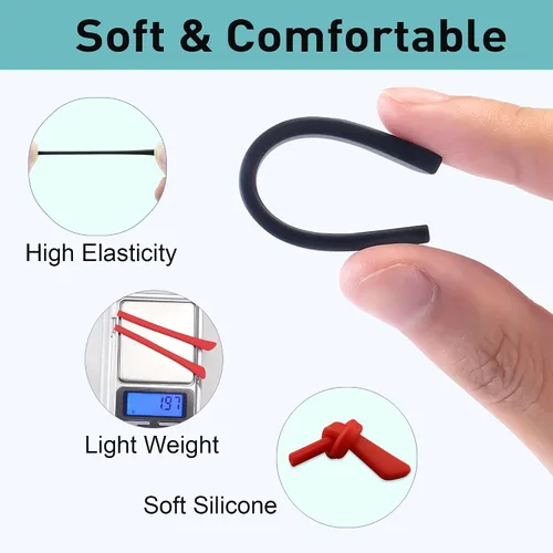 Miniatura 3 de Puntas de extremo de la patilla para gafas, soporte de tubo de silicona suave antideslizante, retenedores de gafas, puntas de repuesto para patillas