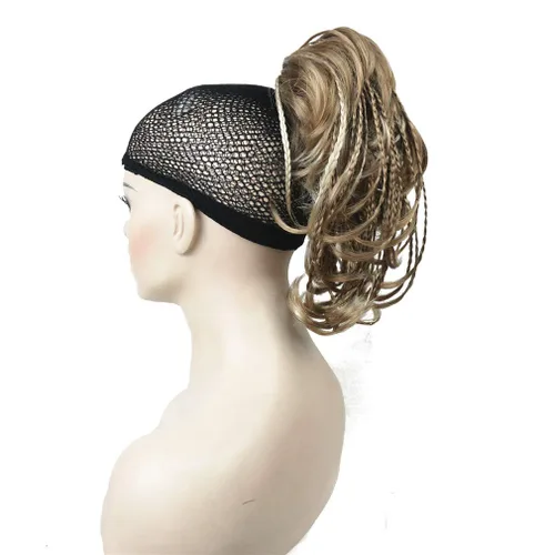 Miniatura 2 de Wiginway - Extensión de pelo sintético trenzado hecho a mano con pinza para la mandíbula, promedio #H16-613 Rubio dorado más claro con reflejos