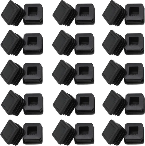 Tapones cuadrados de tubo de 1 pulgada, tapones cuadrados de plástico de 0.984 in x 0.984 in para silla, protector de suelo, tubo, tapa de extremo