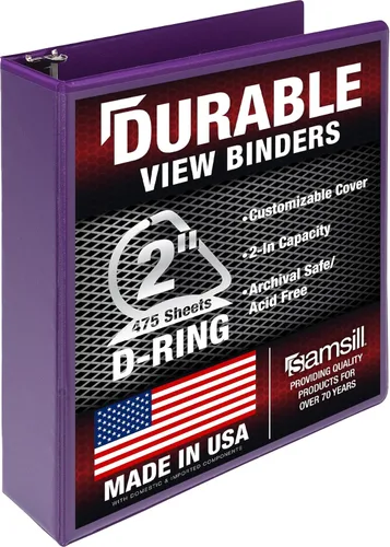 Miniatura 108 de Samsill Carpeta duradera de 1.5 pulgadas, fabricada en los Estados Unidos, carpeta de anillos en D, carpeta transparente personalizable, color rojo