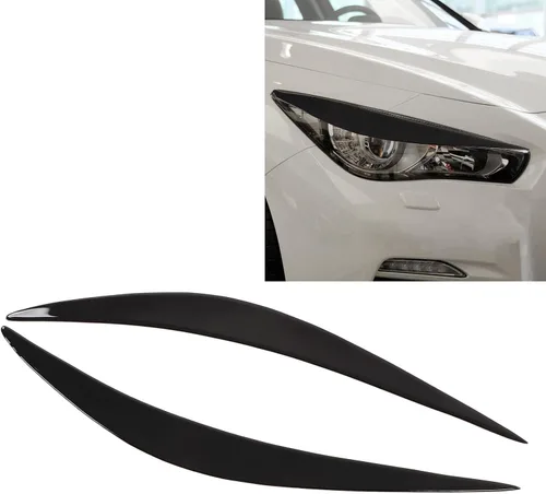 Miniatura 2 de Fydun 2 unids coche faro ceja negro brillante resistencia a la abrasión coche pegatinas ajuste para Infiniti Q50 2014‑2019