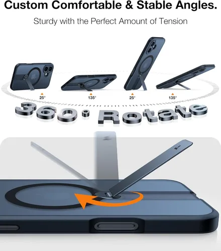 Miniatura 2 de TORRAS Funda magnética con soporte de 360° para iPhone 16, protección completa de la cámara, compatible con MagSafe, protección contra caídas