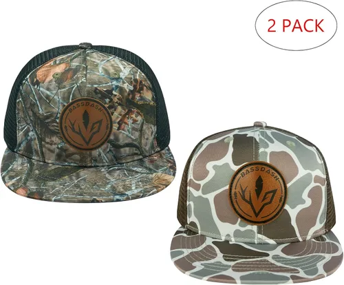 Miniatura 2 de BASSDASH Paquete de 2 gorras de camionero de ala plana con parte trasera de malla ajustable para hombres y mujeres para pesca y caza
