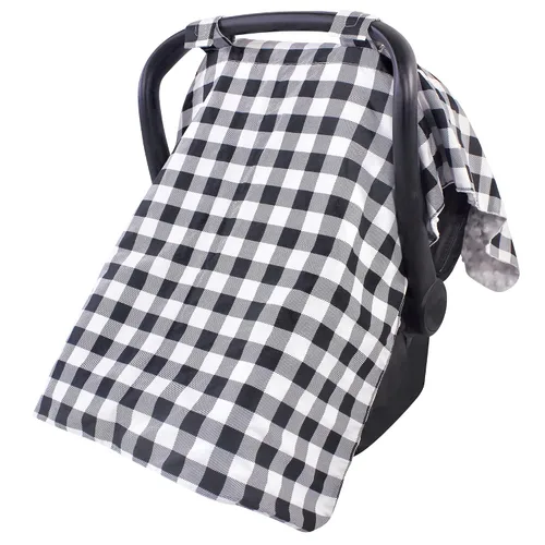 Hudson Baby Asiento de coche reversible unisex para bebé y toldo para cochecito, cuadros negros, talla única