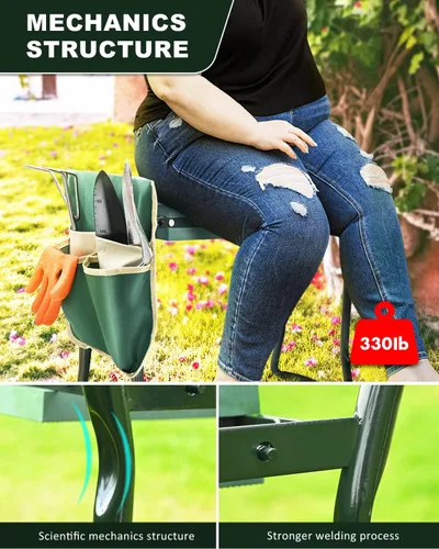 Miniatura 5 de Banco de Jardín KVR para Arrodillarse y Sentarse, Arrodillador y Asiento Plegable de Jardín Resistente, Ideas de Regalos de Jardinería para Mujeres