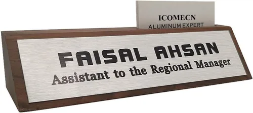 Miniatura 2 de Placa de identificación personalizada para escritorio de negocios con tarjetero, soporte de placa de identificación de escritorio personalizado