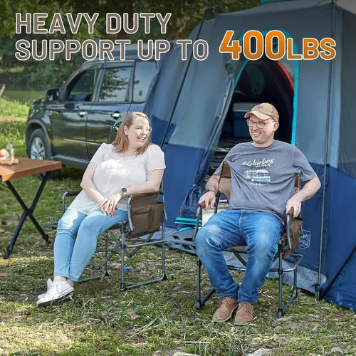Miniatura 4 de Timber Ridge Silla de aluminio para directores de campamento con bolsillo para mesa lateral, silla plegable portátil, silla de césped resistente