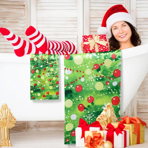 Miniatura 4 de Preboun Juego de 3 toallas de baño de árboles de Navidad, toallas de mano ligeras de Navidad, toallas de baño de árbol verde de invierno, toallas