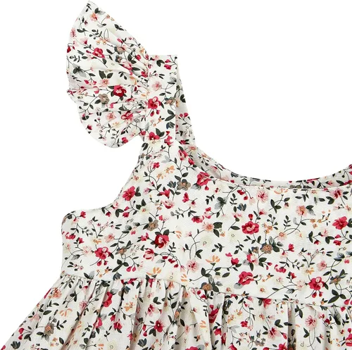 Miniatura 5 de Ropa de bebé para niñas, 3 piezas, tops florales, vestidos, pantalones cortos, diadema