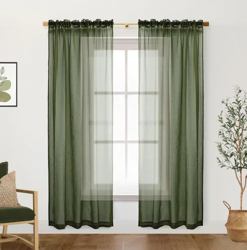 Miniatura 25 de XTMYI Cortinas negras de 48 pulgadas de largo para dormitorio, juego de 2 paneles, bolsillo para cortinero, cortinas de encaje transparentes
