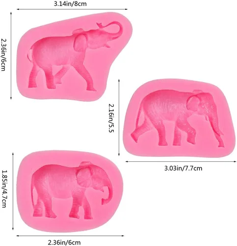 Miniatura 2 de Nifocc Molde de silicona para elefante, fondant, chocolate, dulces, herramienta de decoración de cupcakes, para decoración de tartas, arcilla