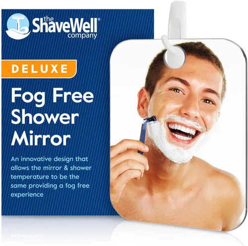 Miniatura 2 de Shave Well - Espejo de ducha con gancho adhesivo antivaho y espejo de ducha de succión de pared de viaje para hombres y mujeres, portátil, de mano