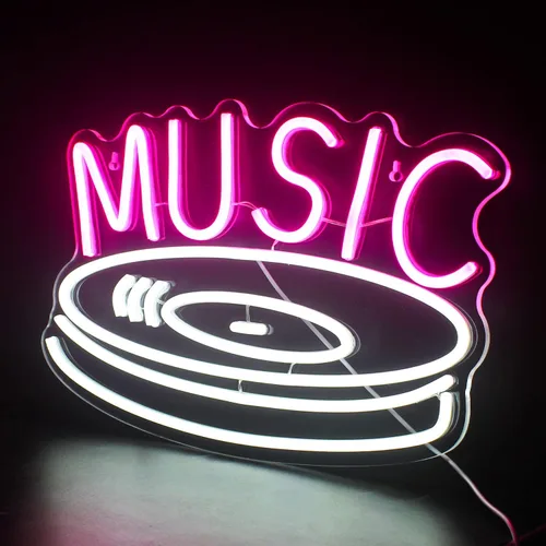 Miniatura 3 de Letrero de neón de grabación de música en rosa y blanco, luces de neón LED para decoración de pared, luces de neón USB para dormitorio, estudio