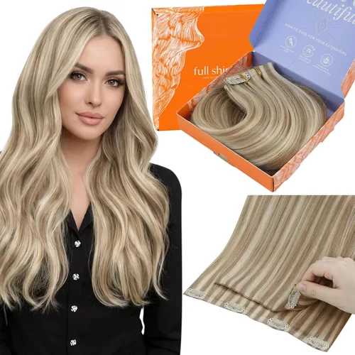 Miniatura 10 de Full Shine Invisi Edge - Extensiones de cabello con clip sin costuras, color negro azabache, cabello Remy inyectado de trama invisible para cabello