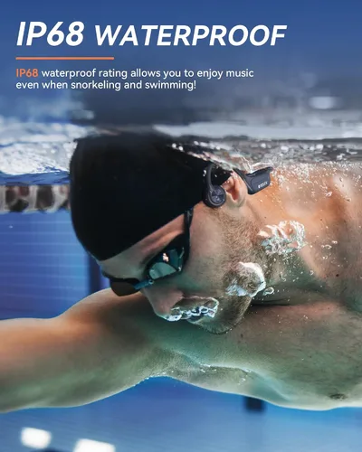 Miniatura 6 de Voistek Auriculares de conducción ósea inalámbricos Bluetooth, auriculares de conducción ósea ajustables con reproductor de MP3 de 32 GB e Azul