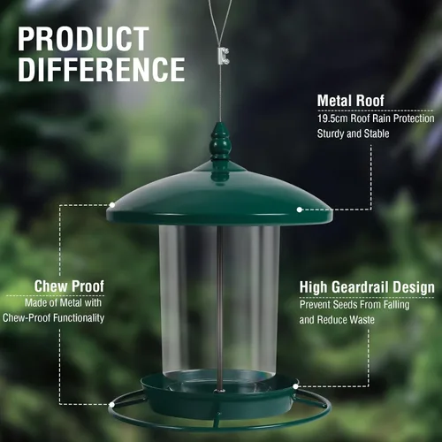 Miniatura 4 de Comedero de metal para pájaros para colgar al aire libre, alimentador de semillas de 3.0 libras, fácil de llenar y limpiar, alimentación de 360°