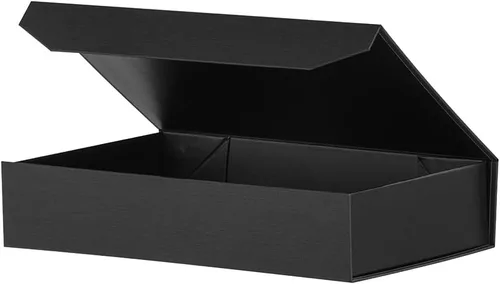 Caja de regalo negra con tapa de 12 x 8 x 2.5 pulgadas, caja de regalo magnética para envolver, caja de regalo a granel para regalo, grano de malla,