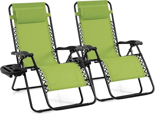 Miniatura 12 de Giantex Zero Gravity - Silla reclinable para patio al aire libre con portavasos y almohada extraíble, respaldo ajustable, silla de salón