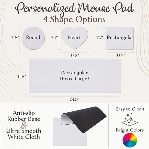 Miniatura 6 de Alfombrilla de mouse personalizada – Alfombrilla de mouse personalizada con foto, imagen y texto 4 formas y 20 fuentes Alfombrilla de mouse