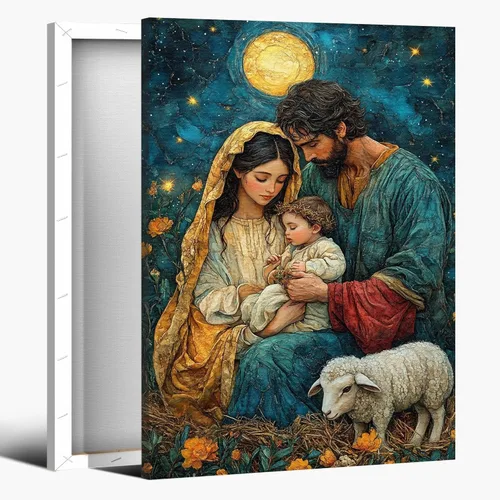 Miniatura 30 de Arte de pared en lona de Jesús y Cordero, Imagen de Jesús Corriendo tras la Oveja Perdida, Arte de pared religioso de Jesús Dejando las 99, Pinturas