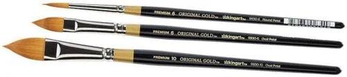 Miniatura 3 de KINGART Premium Original Gold Juego de 3 pinceles florales, pelo sintético dorado Taklon para acrílico, acuarela y aceite, mango corto, 9930-6, 10