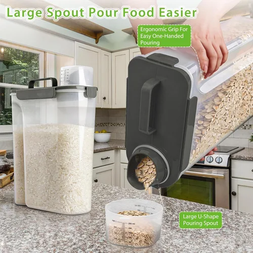 Miniatura 5 de Viretec Recipiente de almacenamiento de arroz, dispensador hermético de alimentos secos de 15 a 20 libras, recipiente de comida para mascotas