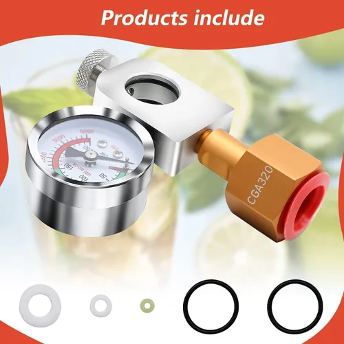 Miniatura 7 de Adaptador de recarga de CO2 para refrescos, adaptador de llenado con manómetro y válvula de alivio de presión, recarga de corriente para Soda
