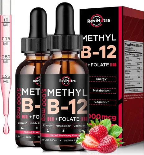 Miniatura 8 de Gotas líquidas de vitamina B12, vitaminas B12 de 5000 mcg, suplemento de complejo de vitamina B con metilcobalamina B12 sublingual, vitamina B6
