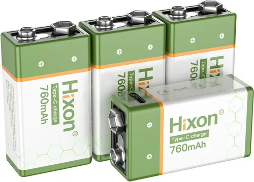 Miniatura 10 de Hixon Baterías de litio recargables USB de 9 V, baterías de iones de litio de larga duración de 760 mAh de 9 voltios con cable de carga tipo C