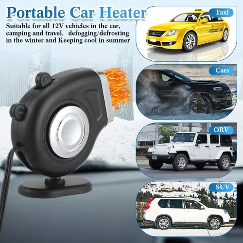Miniatura 4 de Tujoe 3 Piezas 12 V 150 W Calentador de Coche que se Conecta al Encendedor de Cigarrillos 2 en 1 Calentador de Coche Portátil y Desempañador