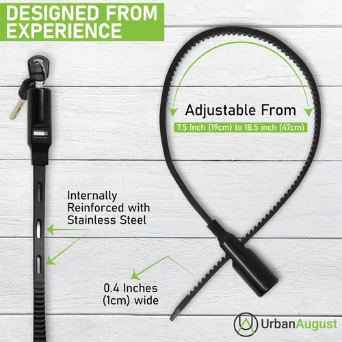 Miniatura 2 de Urban August Cerradura de Brida Ajustable para Gabinete, Refrigerador, Bicicleta, Cochecito, Casco, Patineta, Equipaje - Cerradura Multiusos