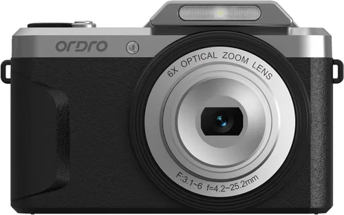 Miniatura 5 de Ordro Cámara digital D27 Zoom óptico 6X Video Full HD 4K 1080P Diseño retro vintage Cámara compacta para apuntar y disparar para viajes