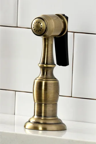 Miniatura 7 de Kingston Brass KS1273ALBS Heritage - Grifo de puente de cocina de 8 pulgadas con rociador de latón, latón antiguo