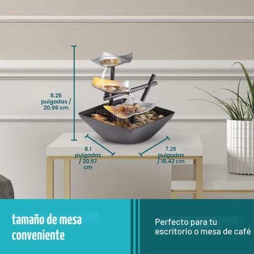 Miniatura 7 de Fuente de plata, iluminada, de relajación con piedras naturales, por HoMedics WFL-SLVS Envirascape Silver Springs