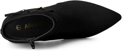 Miniatura 5 de Allegra K Botines de tacón con cremallera y punta puntiaguda para mujer