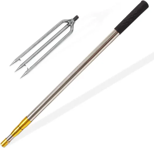 Miniatura 10 de Dutiplus Caña de pescar telescópica con dientes de 1~5, arpón de pesca de mar y hielo con barbas, lanza de pesca para caza de peces, ranas, topos