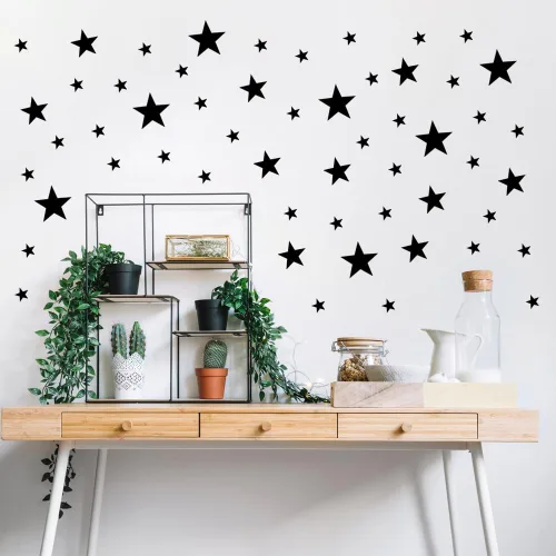 Miniatura 14 de Calcomanías de estrella azul bebé para niños y niñas, calcomanías de pared para habitación de niños (azul claro, estrella mixta, 112 unidades)