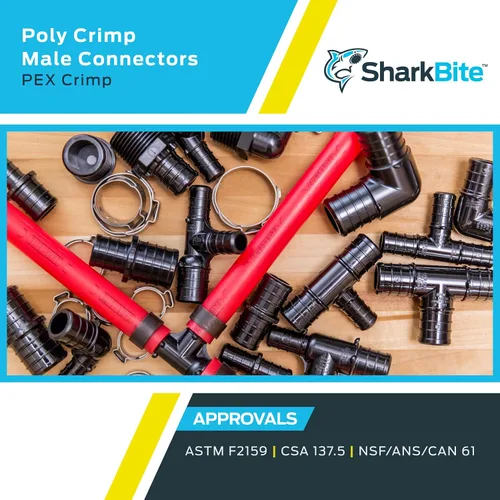 Miniatura 5 de SharkBite Adaptador de crimpado de polietileno MNPT de 1/2 x 1/2 pulgada, paquete de 5, tubo PEX, PE-RT, UP120A5